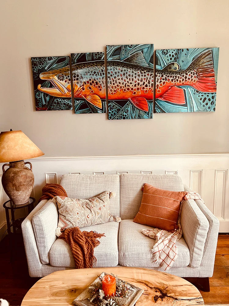 DeYoung 4 Panel Brown Teal Canvas Print 4 DeYoung 4 Panel Brown Teal Canvas Print - Image 2