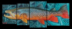 DeYoung 4 Panel Brown Teal Canvas Print