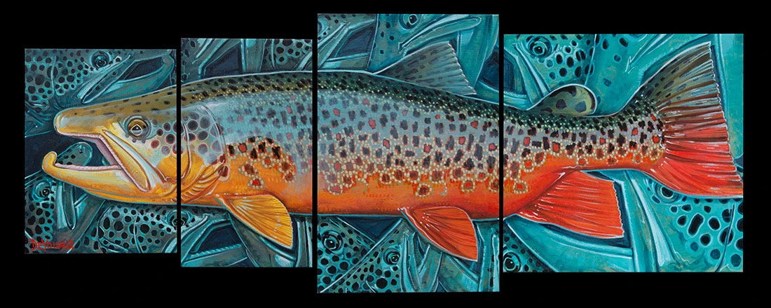 DeYoung 4 Panel Brown Teal Canvas Print 3 DeYoung 4 Panel Brown Teal Canvas Print