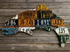 Cody Richardson Art - Idaho Large Antique 4-Foot Trout License Plate Art