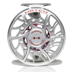 Hatch Iconic 11 Plus Fly Reel -Simms || Orvis || Patagonia Sales Iconic11PlusReelClearRedMidArborFront