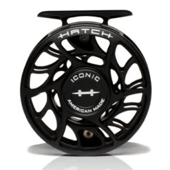 Hatch Iconic 4 Plus Fly Reel -Simms || Orvis || Patagonia Sales Iconic4PlusReelBlackSilverLargeArborFront