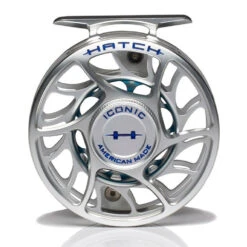 Hatch Iconic 4 Plus Fly Reel -Simms || Orvis || Patagonia Sales Iconic4PlusReelClearBlueLargeArborFront