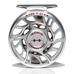Hatch Iconic 4 Plus Fly Reel -Simms || Orvis || Patagonia Sales Iconic4PlusReelClearRedLargeArborFront