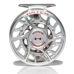 Hatch Iconic 5 Plus Fly Reel -Simms || Orvis || Patagonia Sales Iconic5PlusReelClearRedMidArborFront