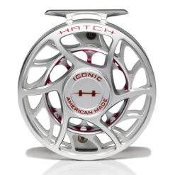 Hatch Iconic 7 Plus Fly Reel -Simms || Orvis || Patagonia Sales Iconic7PlusReelClearRedLargeArborFront