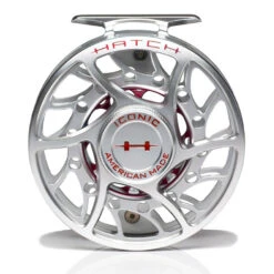 Hatch Iconic 7 Plus Fly Reel -Simms || Orvis || Patagonia Sales Iconic7PlusReelClearRedMidArborFront