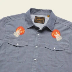 Howler Brothers Gaucho Snapshirt Sale 15 Howler Brothers Gaucho Snapshirt Sale -Simms || Orvis || Patagonia Sales S23 LS Shirts Gaucho BarkAtTheMoon Indigo Blue Flat Angle