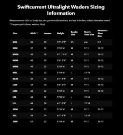 Patagonia Swiftcurrent Ultralight Packable Waders -Simms || Orvis || Patagonia Sales SizeChart