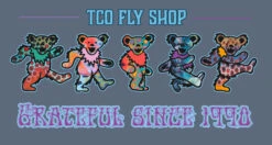 TCO Logo T-Shirt - Dancing Fish Bears -Simms || Orvis || Patagonia Sales bearclose