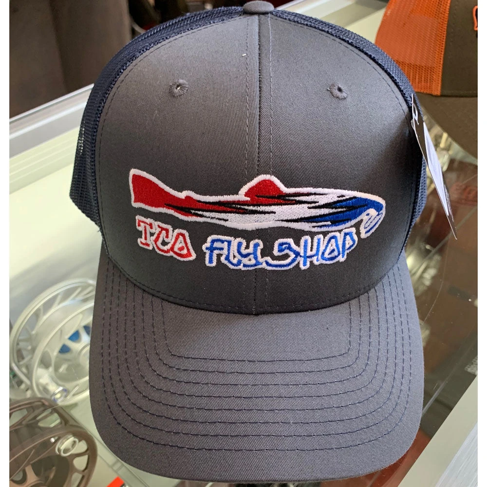 TCO Fly Shop Hat Steal Your Fish Trucker - Charcoal/Columbia Blue 4 TCO Fly Shop Hat Steal Your Fish Trucker - Charcoal/Columbia Blue - Image 2