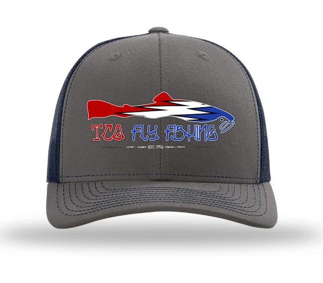 TCO Fly Shop Hat Steal Your Fish Trucker - Charcoal/Columbia Blue 3 TCO Fly Shop Hat Steal Your Fish Trucker - Charcoal/Columbia Blue